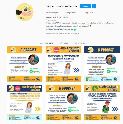 Perfil do Instagram Gestão Turística