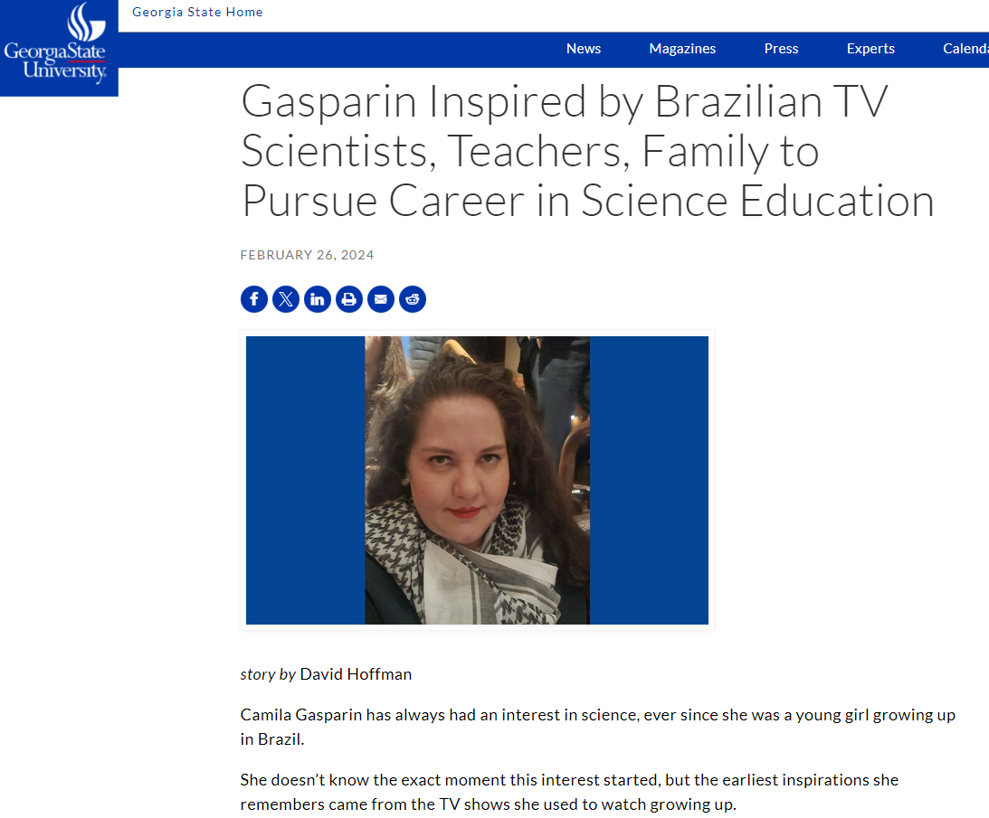 Notícia sobre inspirações que levaram Camila Gasparin, professora do Câmpus Chapecó do IFSC para o ensino da ciência
