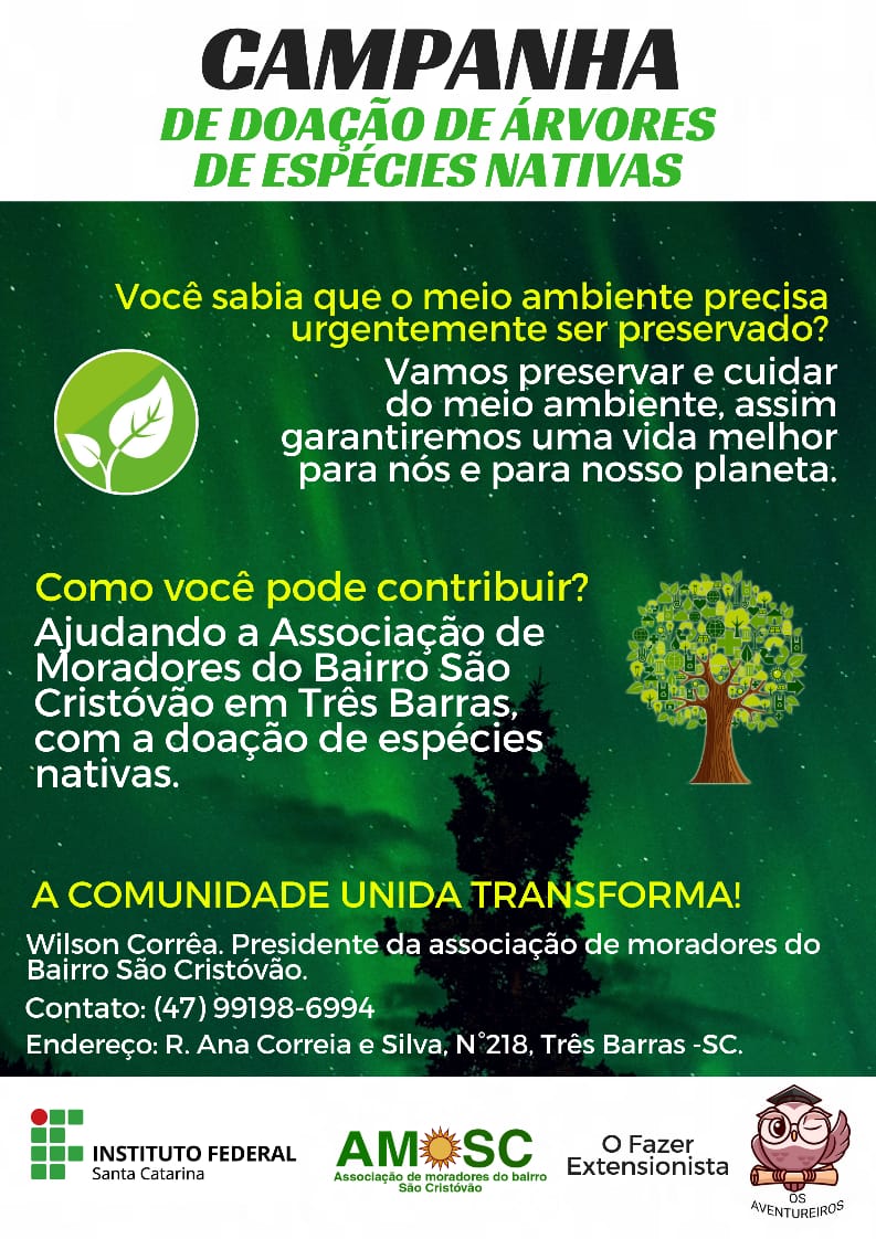 Cartaz elaborado pelo grupo para campanha de doação de árvores nativas