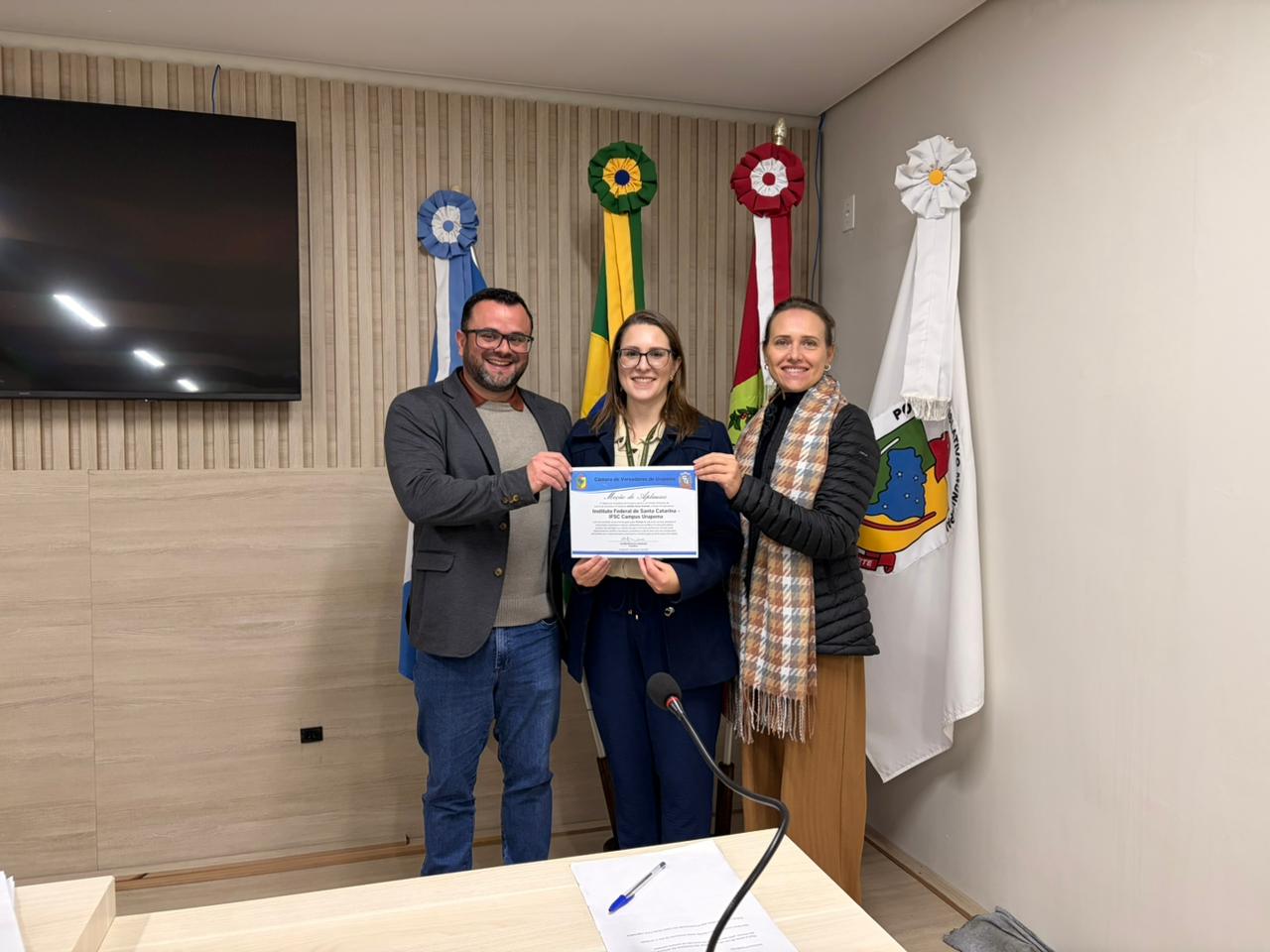 O IFSC recebeu homenagem da Câmara de Vereadores de Urupema pelos 15 anos de atuação na cidade